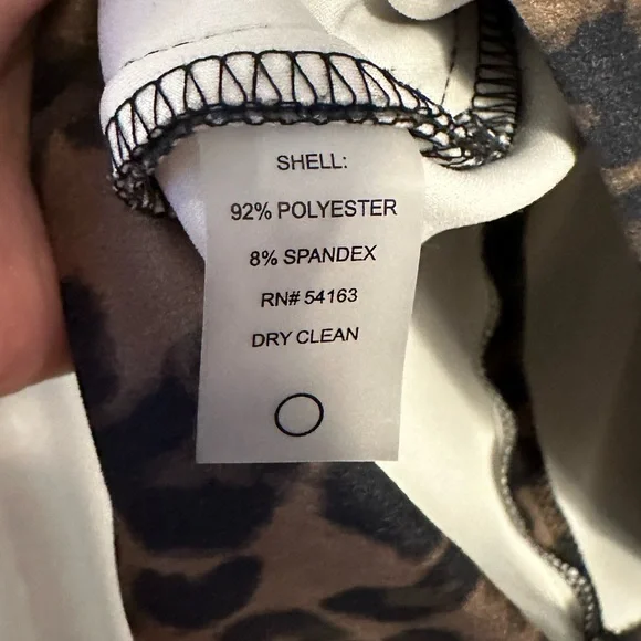 TOMMY HILFIGER LEOPARD FAUX SUEDE SCUBA SHEATH DRESS - Picture 6 of 7